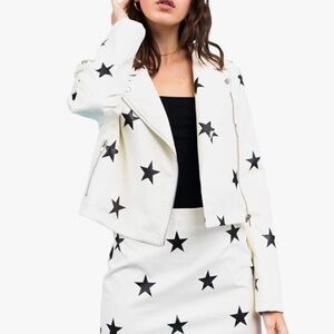 Le Lis White Star-Patterned Women's Jacket Size S